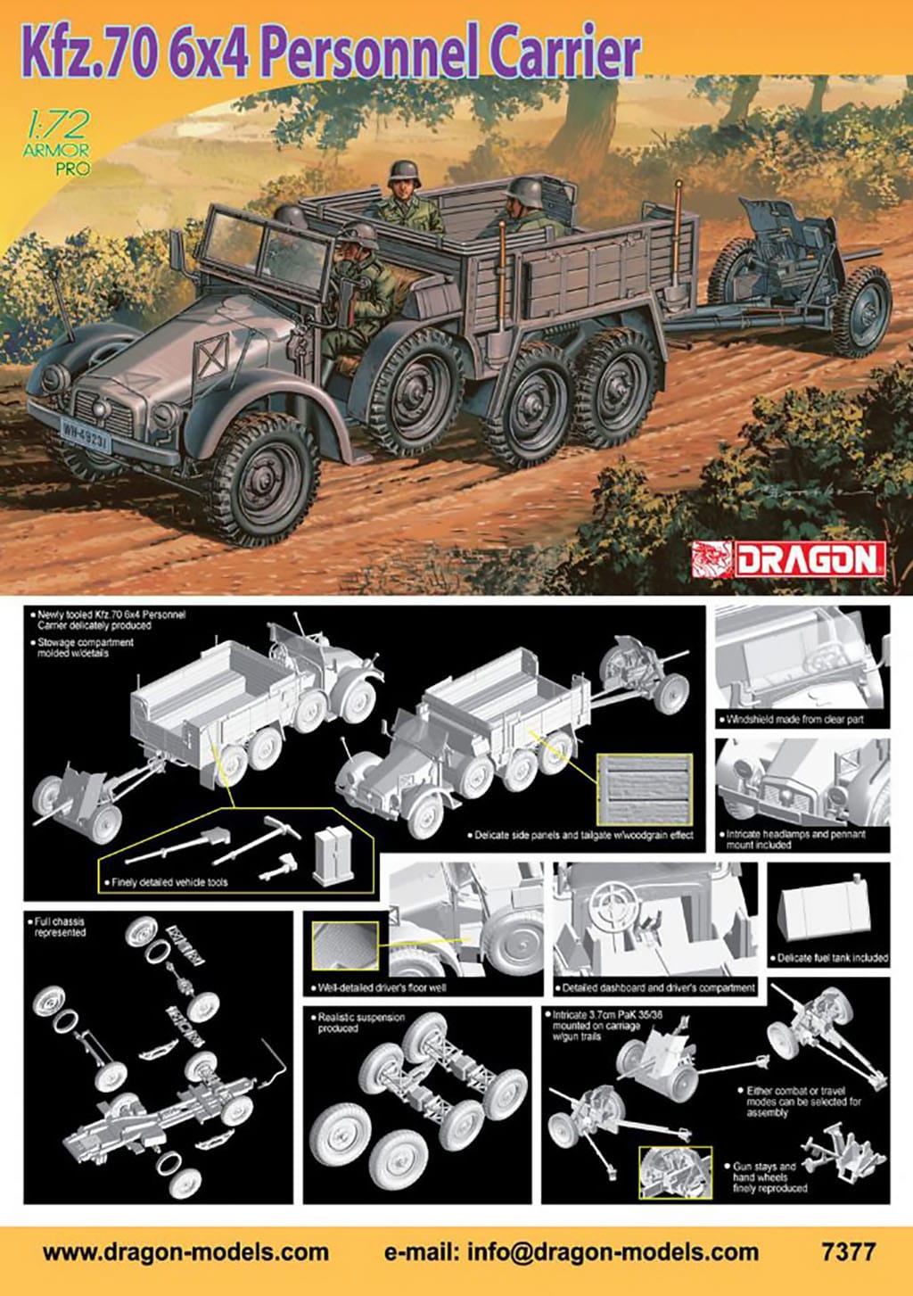 Dragon 1/72 KFZ 70 6X4 Personnel Carrier D7377