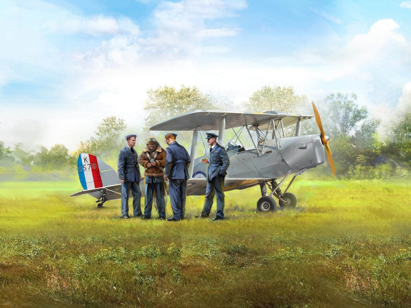 DH. 82A Tiger Moth Aircraft with WWII RAF Cadets (4 Figures) ICM32037