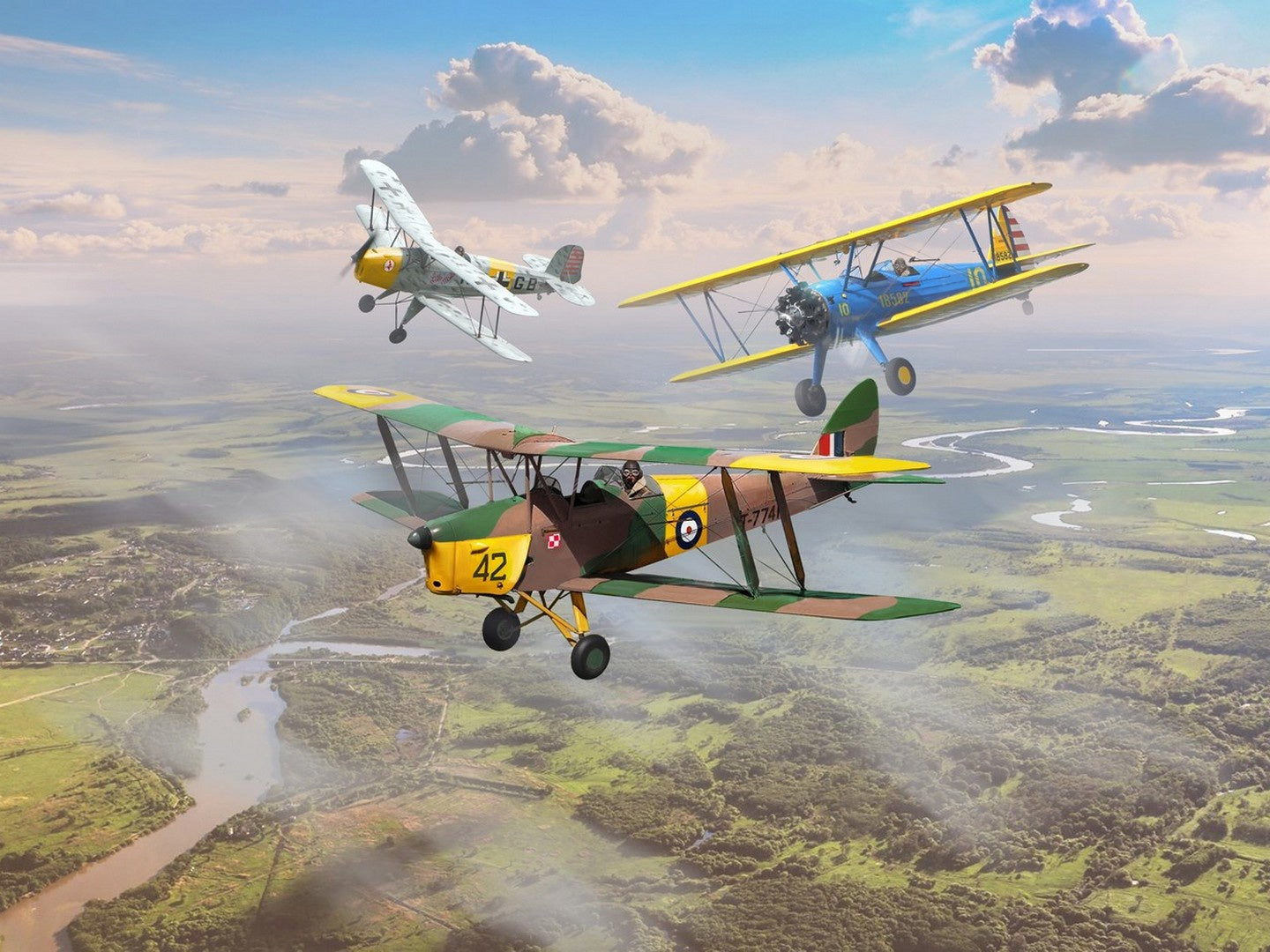 WWII Training Biplanes with Bücker Bü 131D, DH.82A Tiger Moth & Stearman PT-17 (Set of 3) ICM32039