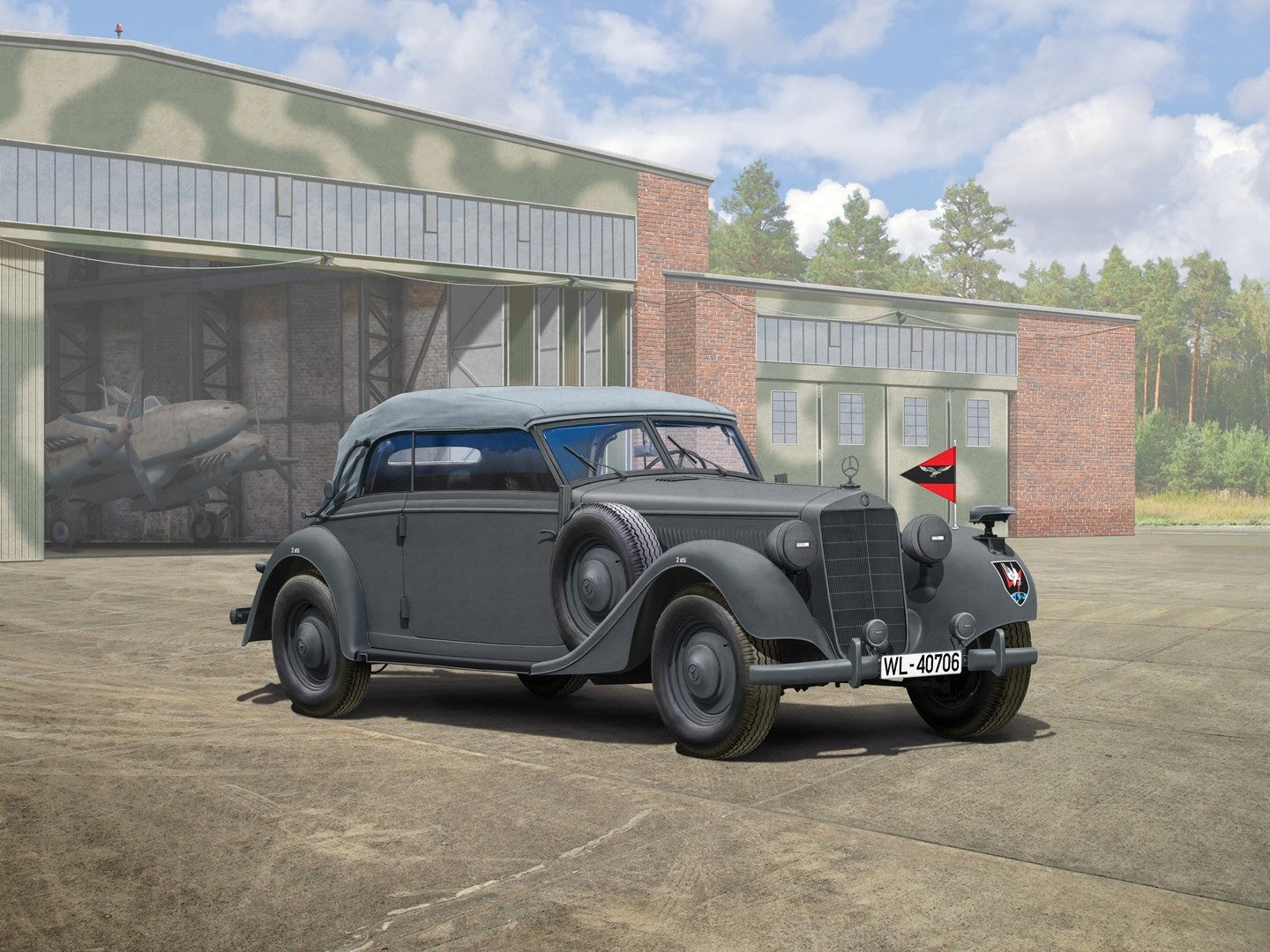 Typ 320 (W142) Cabriolet Soft Top, WWII German Staff Car ICM35542