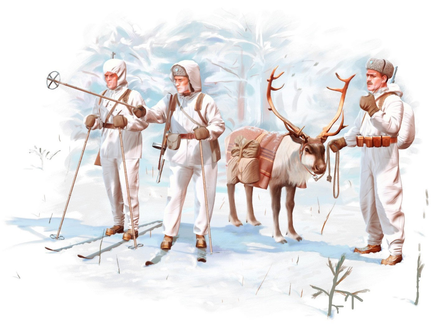 Finnish Riflemen (Winter 1940) 3 Figures & Reindeer ICM35566