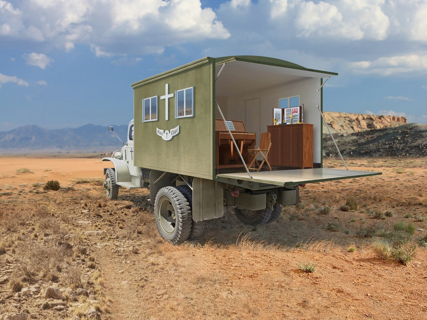 WWII British Army Mobile Chapel with Accessories ICM35586