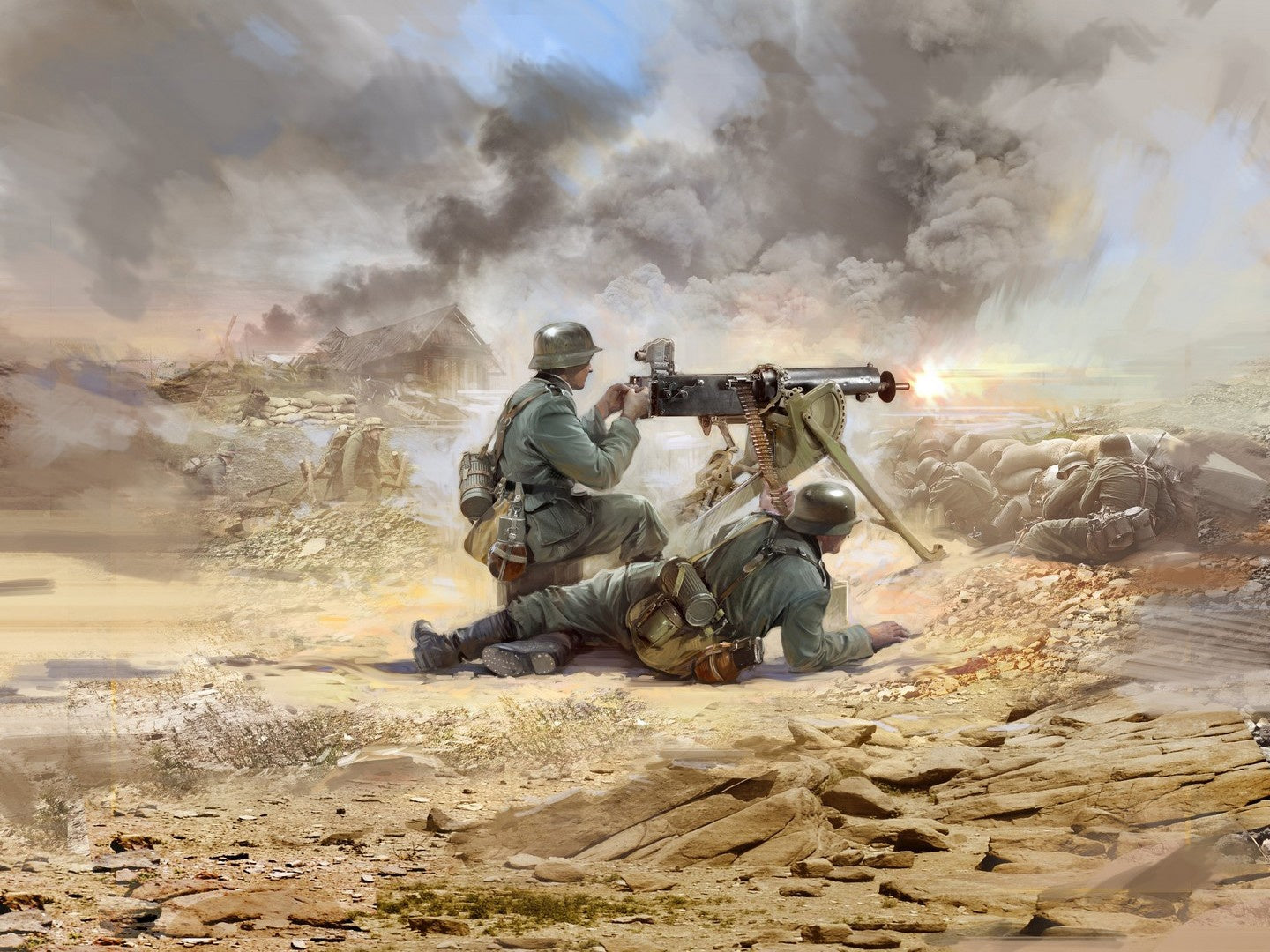 WWII German MG08 MG Team 2 Figures ICM35645