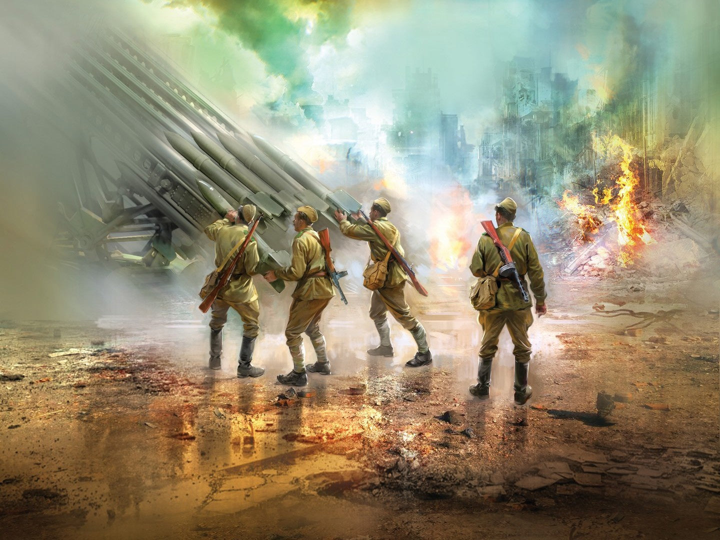 WWII Soviet BM-13-16 MLRS Vehicle Crew 4 Figures ICM35648