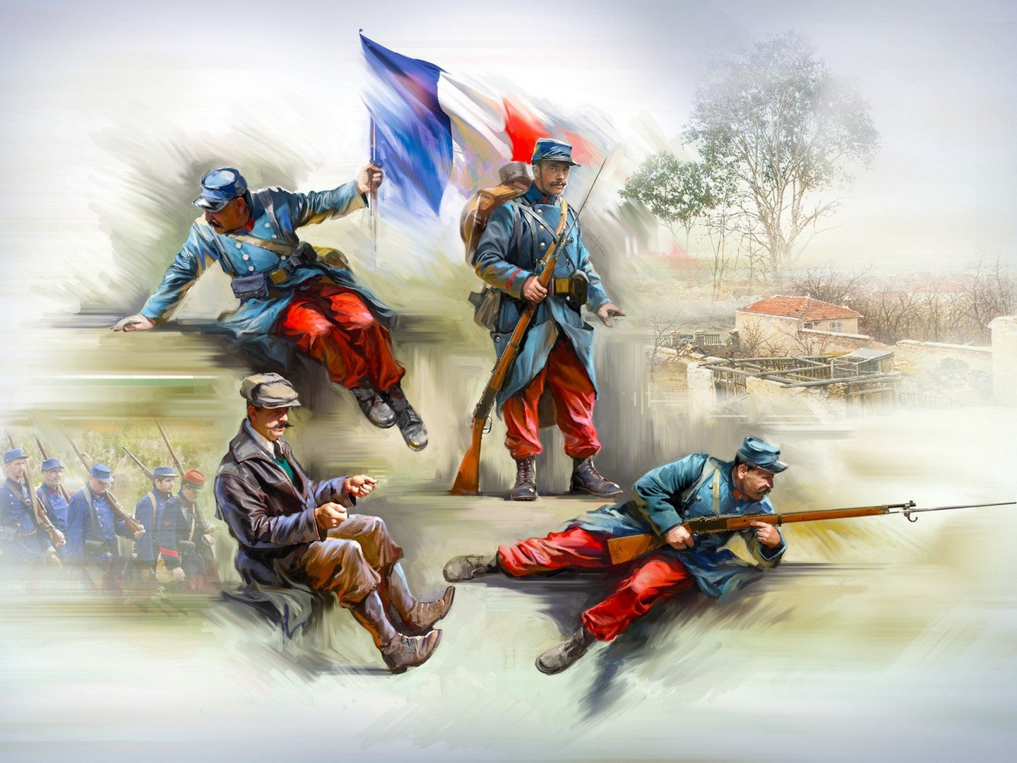 French Infantry on the March (1914) 4 Figures ICM35705