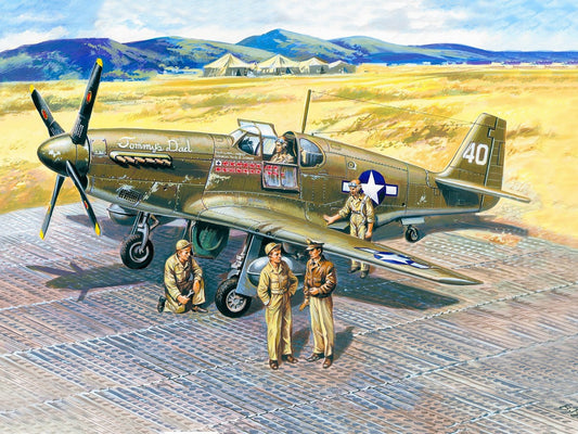 Mustang P-51B with USAAF Pilots & Ground Personnel (5 Figures) ICM48125