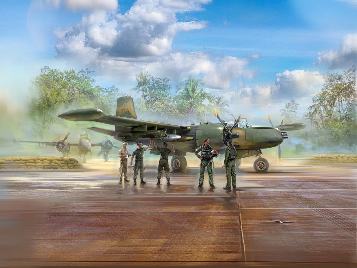 B-26K with USAF Pilots & Ground Personnel (5 Figures) ICM48280