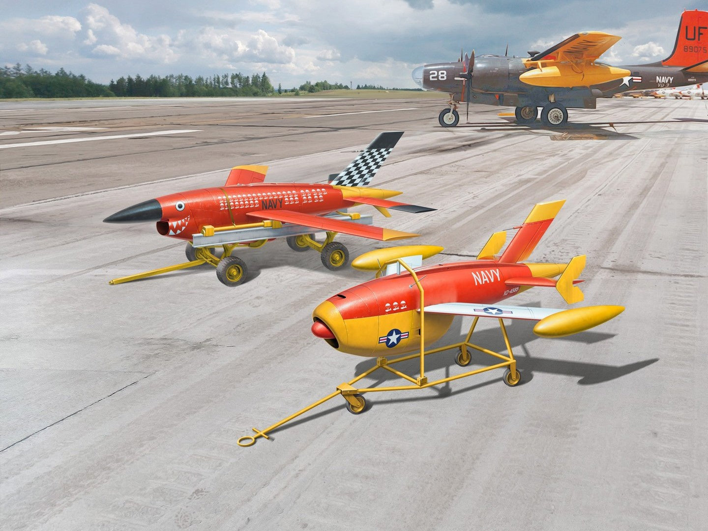 U.S. Aerial Target Drones (Set of 2 Drones & 2 Trailers) ICM48399