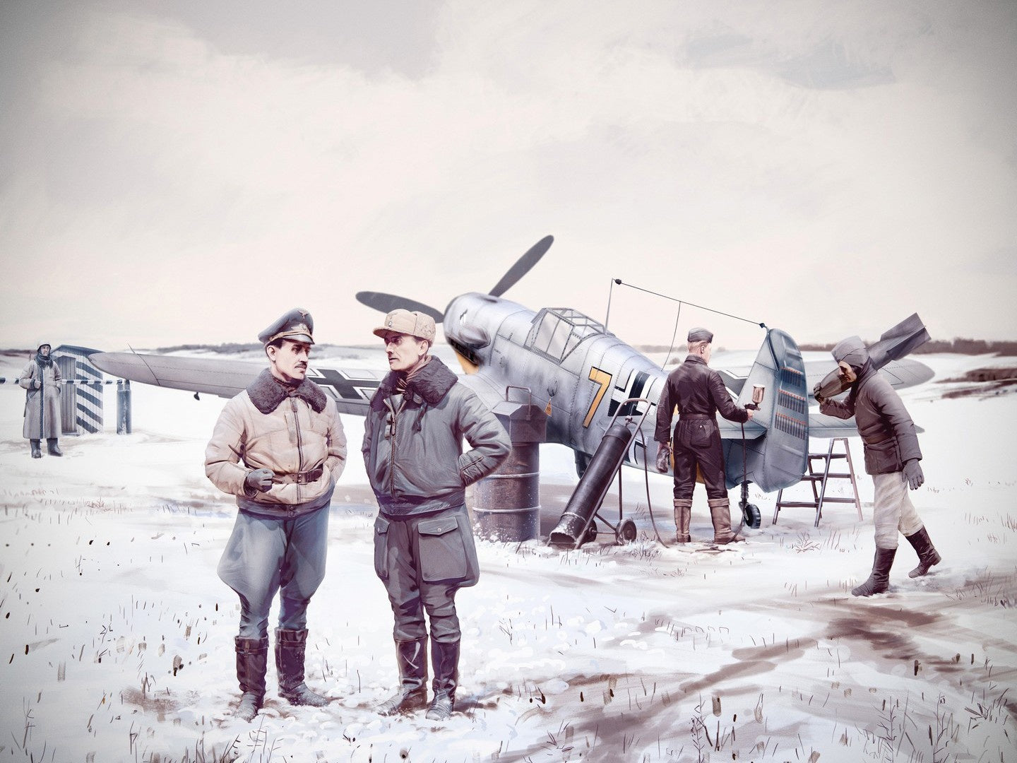 Bf 109F-4 with German Luftwaffe Personnel (5 Figures) ICM48804