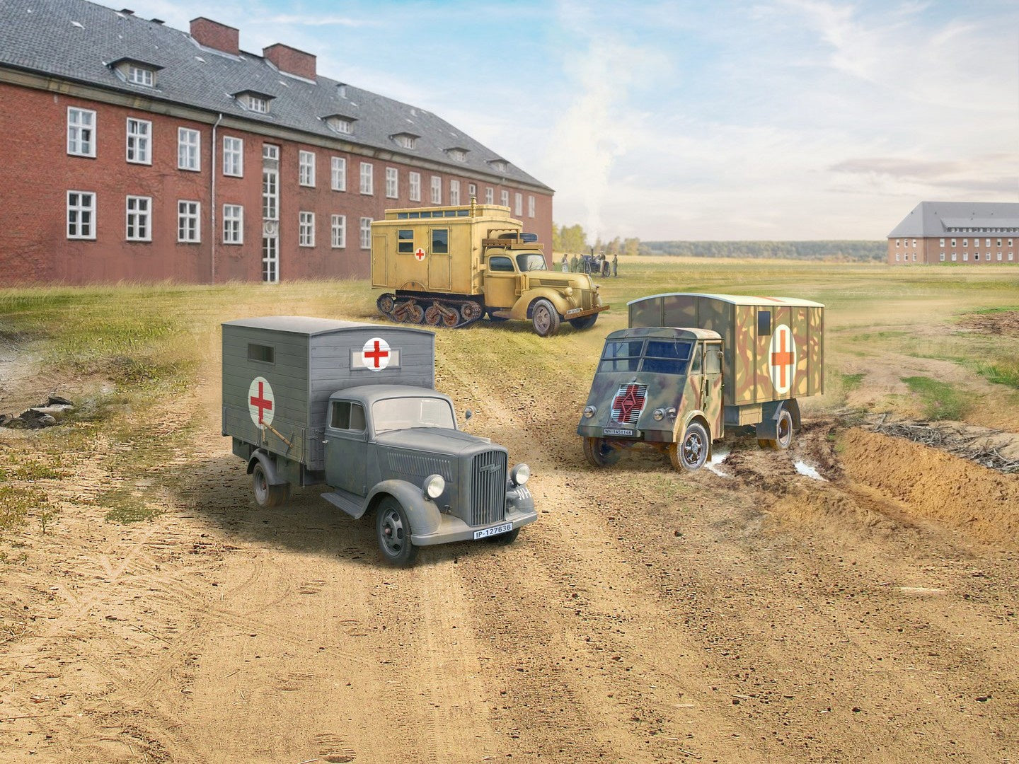 Sankas WWII Wehrmacht Ambulance Trucks (Set of 3) ICMDS3523
