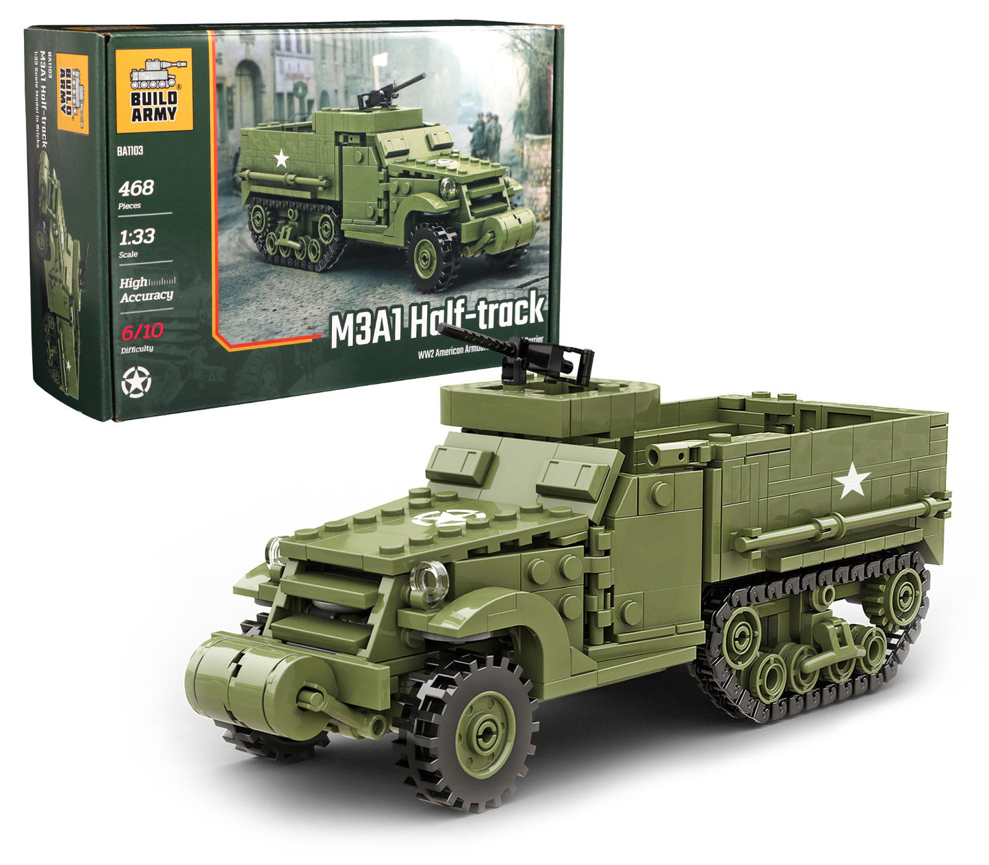 Build Army M3A1 Half-Track APC B1103