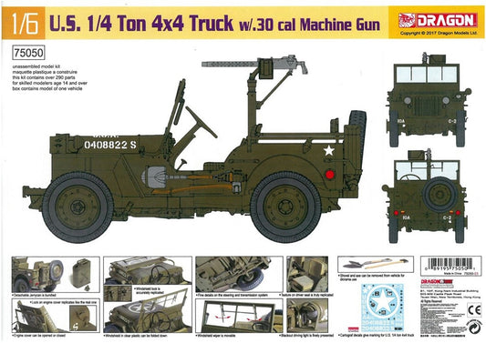 Dragon 1/6 1/4-Ton 4x4 Truck w/.30 cal MG D75050