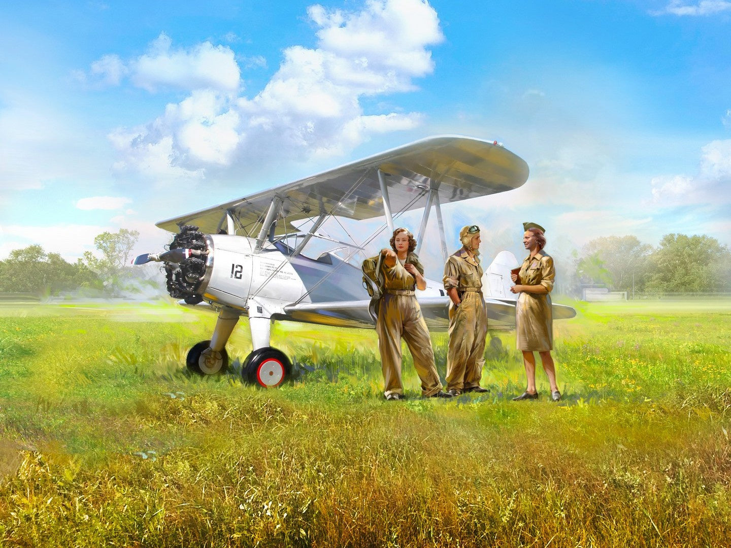 Stearman PT-17 with 3 American Cadet Figures ICM32051