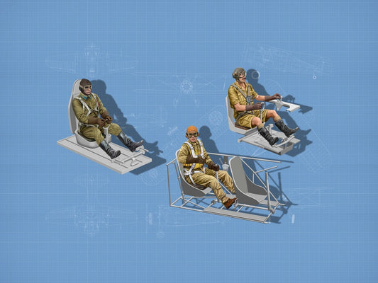 WWII Allies Pilots In The Cockpit (British, American, Soviet) 3 Figures ICM32112