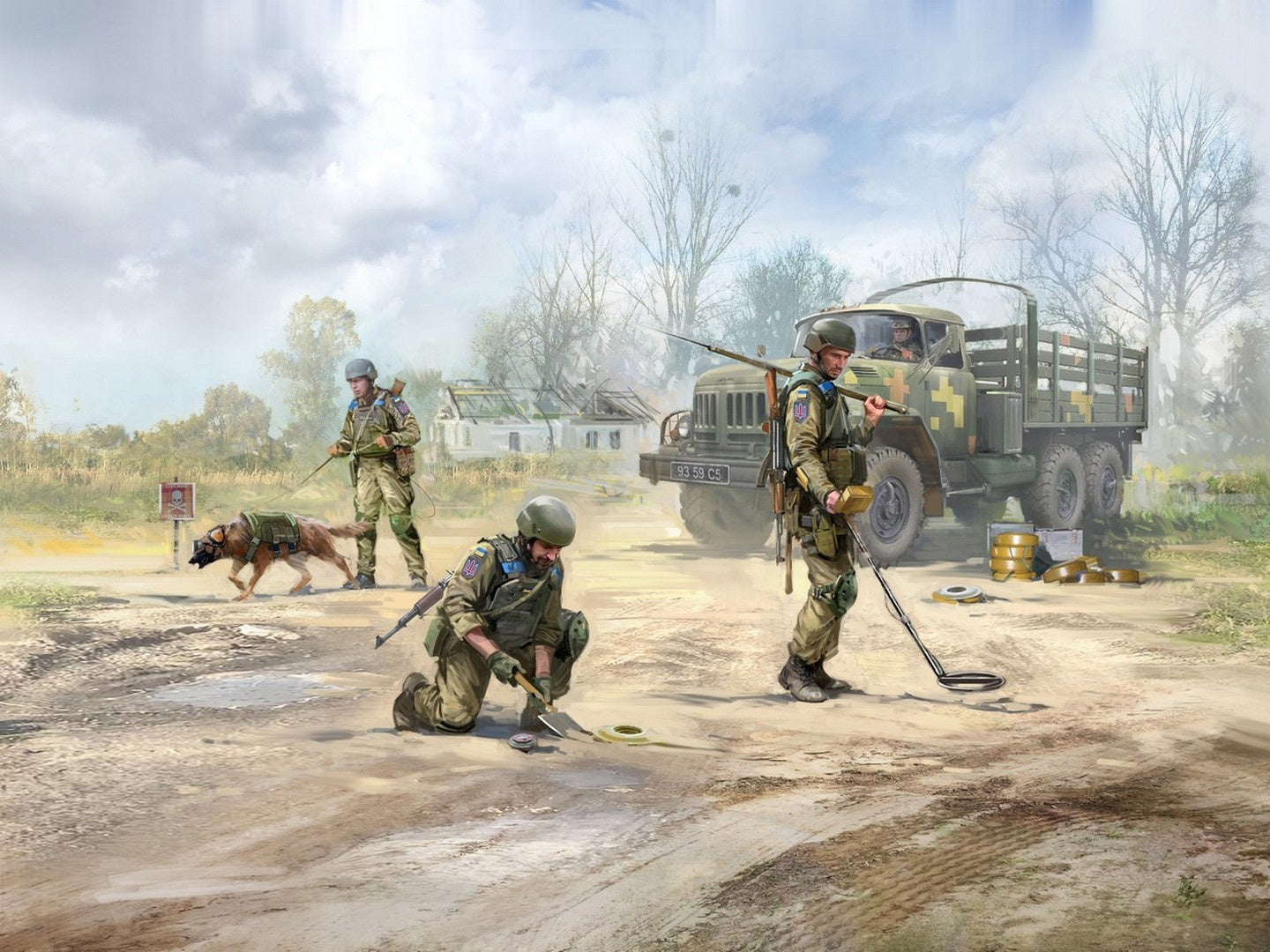 "Danger! Mines!" Ukraine, Summer 2022 (ZiL-131 with Driver, AFU Sappers, Dog, Mines & Accessories) ICM35018