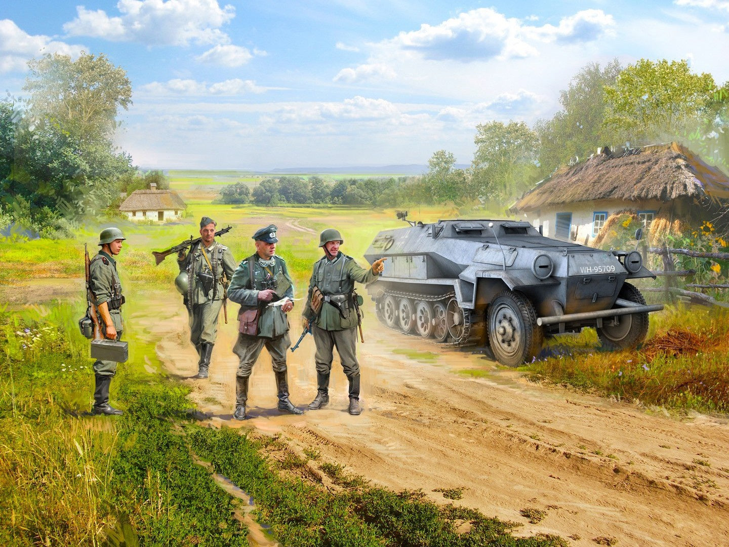 Sd.Kfz.251/1 Ausf.A with 4 German Infantry Figures ICM35103