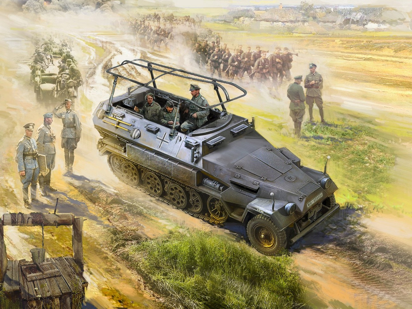 Sd.Kfz.251/6 Ausf.A with 3 Crew Figures & Officer ICM35104