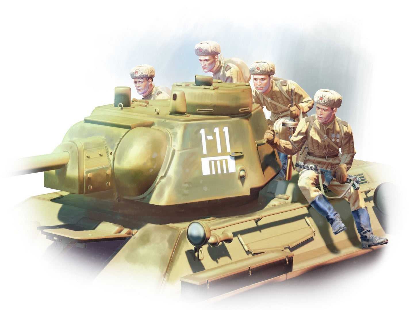 T-34-76 with 4 Soviet Tank Rider Figures ICM35368