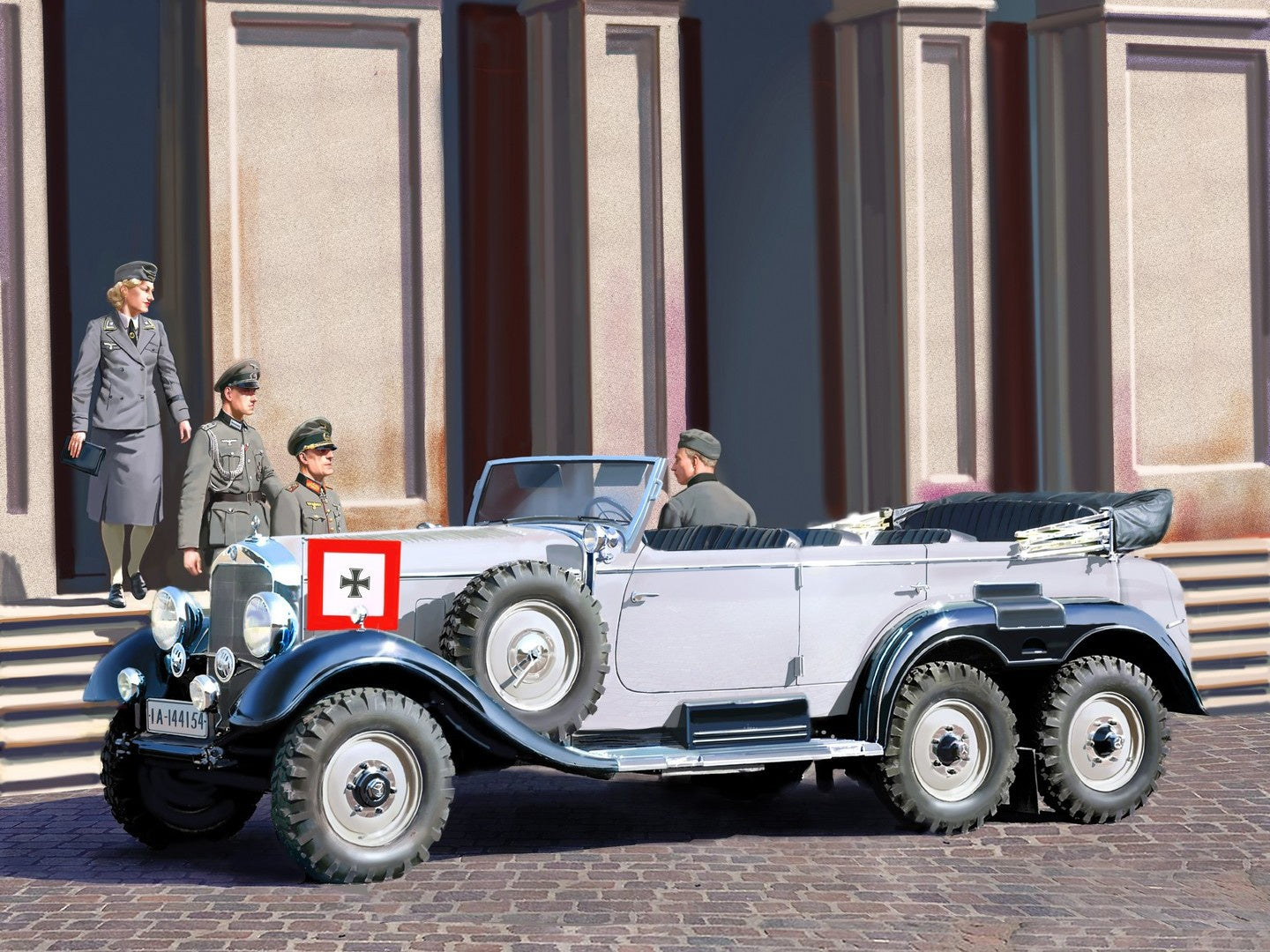 G4 (1939), German Car with 4 Passenger Figures ICM35531
