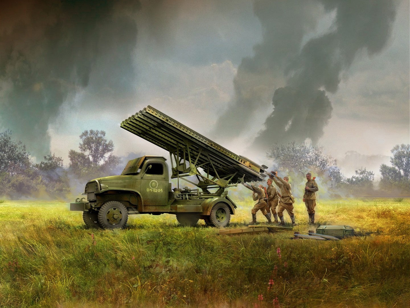 BM-13-16 on G7107 Chassis with 4 Soviet Crew Figures ICM35596