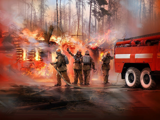 Soviet Firemen (1980s) 4 Figures & Accessories ICM35623