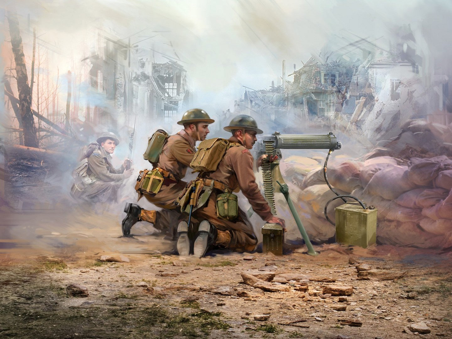 WWII British Vickers MG Crew (Vickers MG & 2 Figures) ICM35646