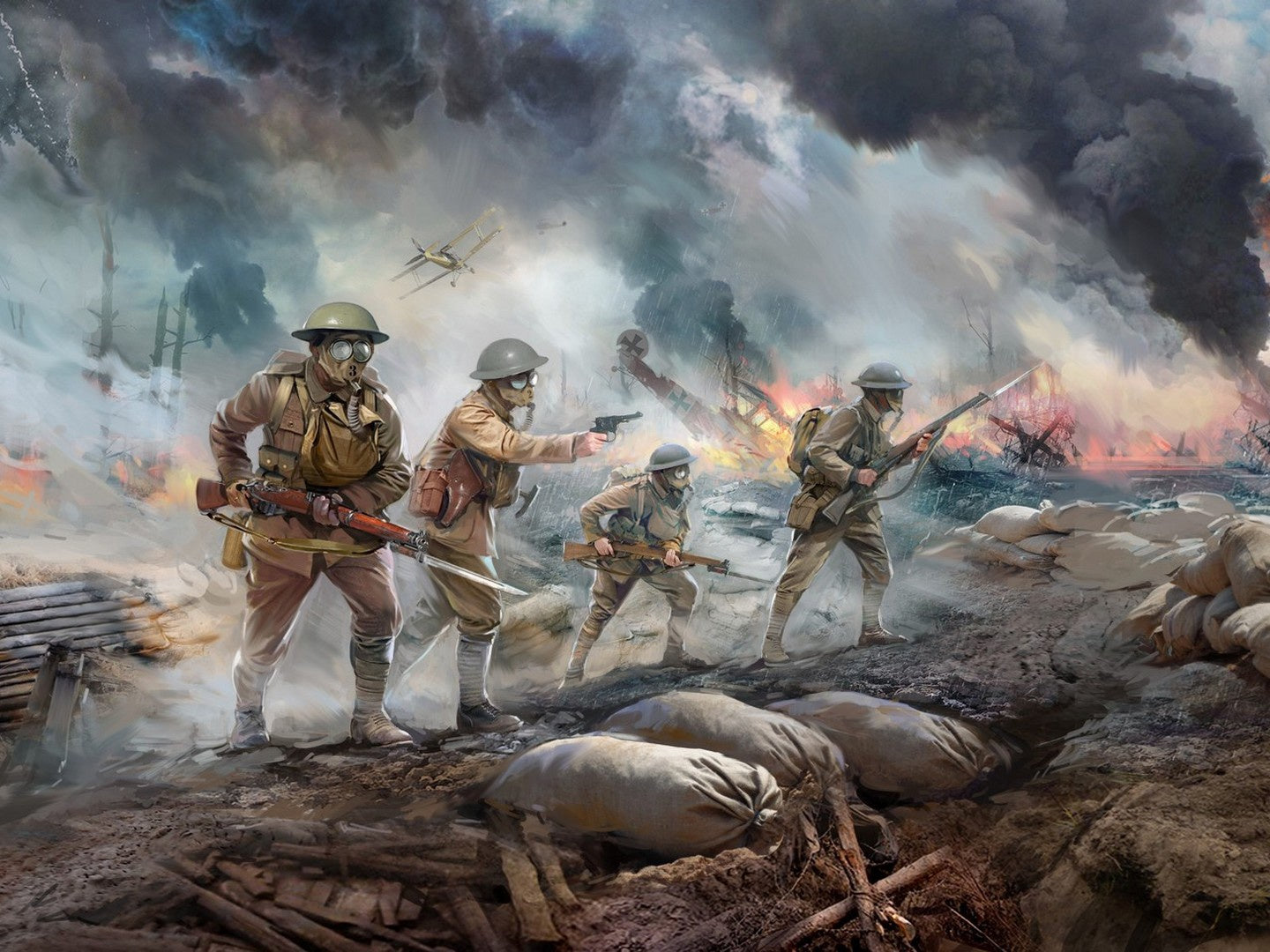 British Infantry in Gas Masks (1917) 4 Figures ICM35703