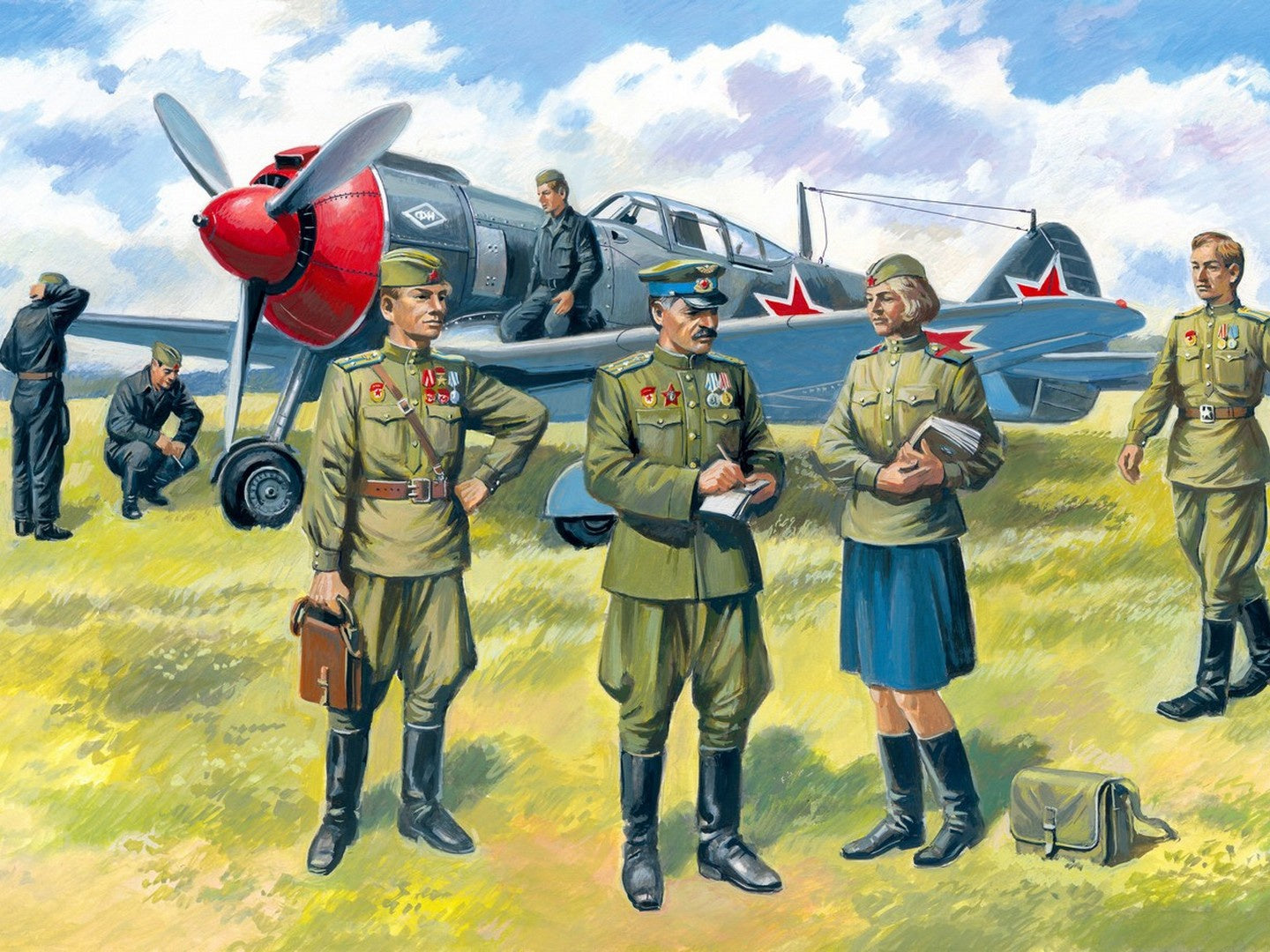 Soviet Air Force Pilots & Ground Personnel (1943-1945) 7 Figures ICM48084