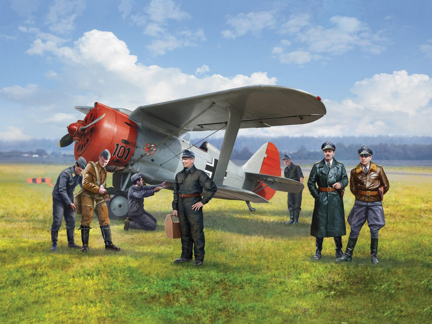 I-153 with Luftwaffe Pilots & Ground Personnel (7 Figures) ICM48094