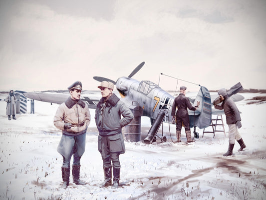 Bf 109F-4 with German Luftwaffe Personnel (5 Figures) ICM48804