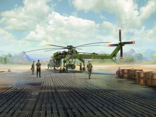 Phu Bai Combat Base, 1968 with CH-54A Helicopter, Figures & M8A1 Airfield Pavement Slabs ICM53056