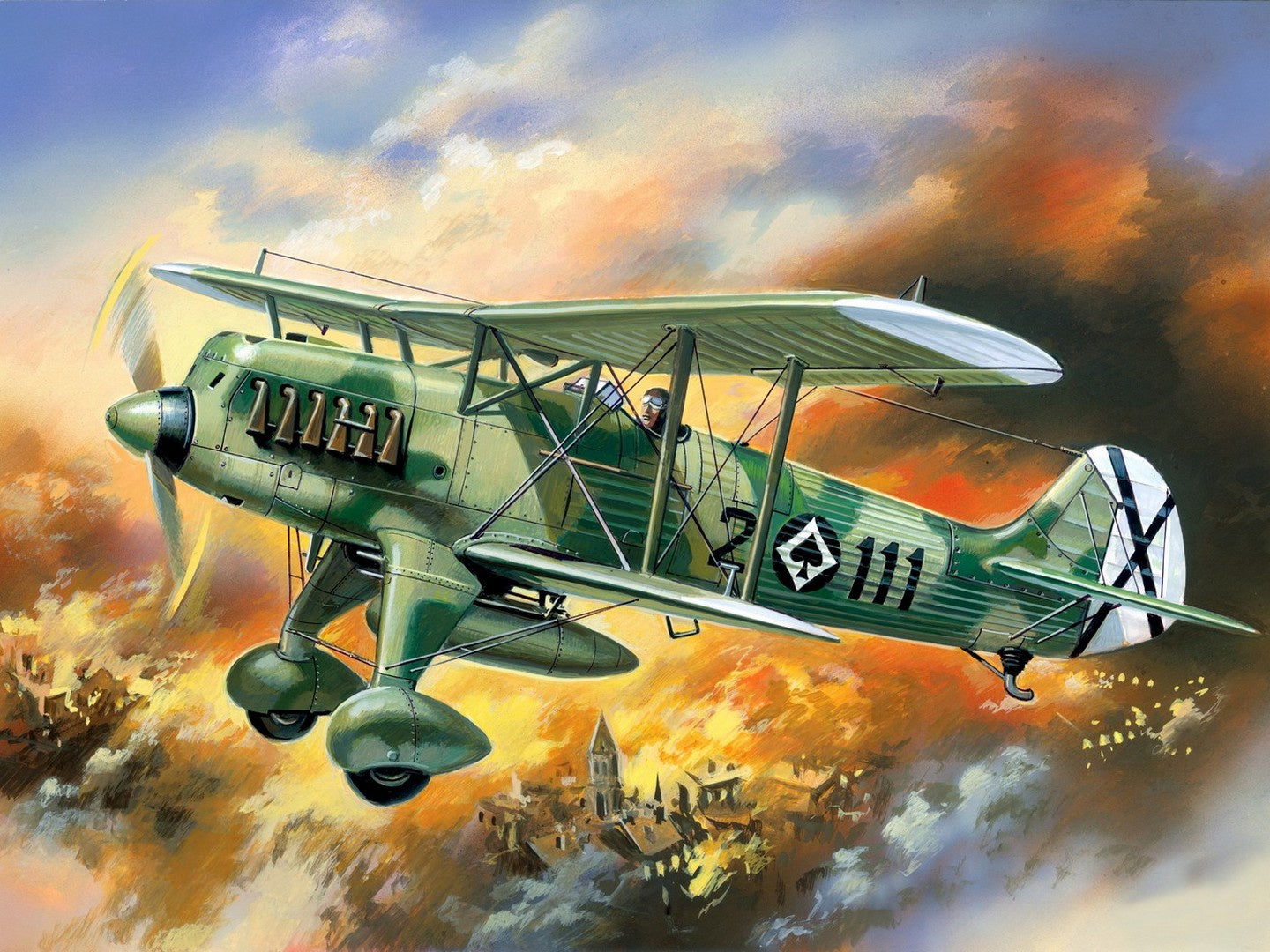 Heinkel He 51B-1, Spanish Air Force Biplane Fighter ICM72191