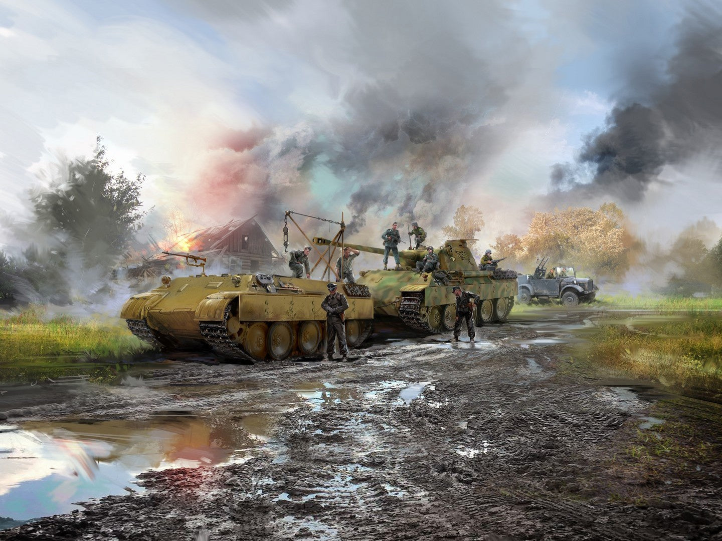 "Hold The Rope, Willi!" Towing Diorama Set with 3 Vehicles & Figures ICMDS3516