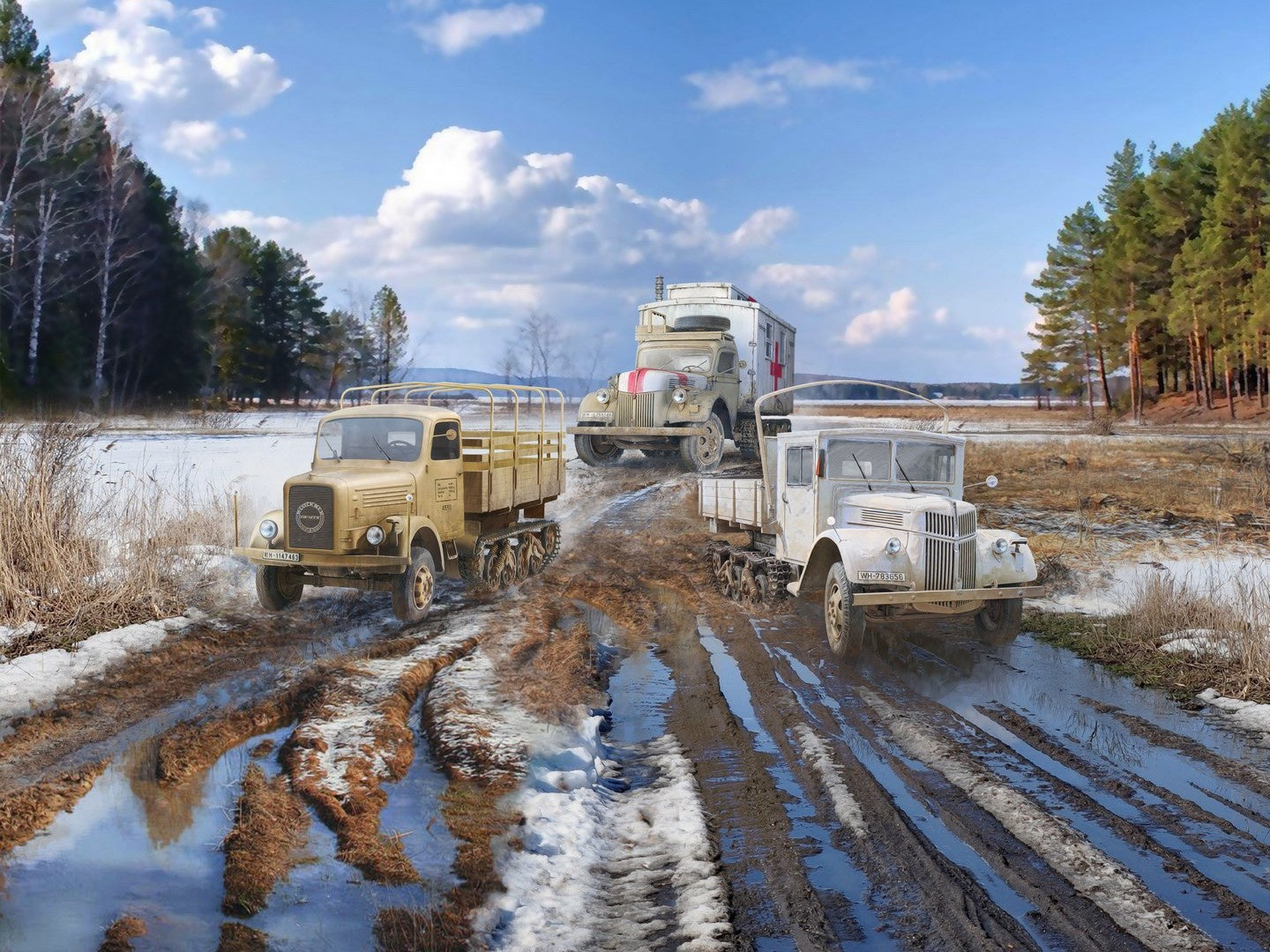 Wehrmacht Maultiers, Sd.Kfz.3b, V3000S/SSM with Shelter, KHD S3000/SS M (Set of 3) ICMDS3522