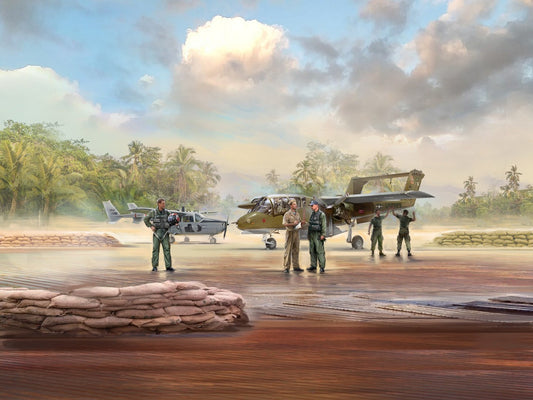 Vietnam USAF Airfield Set (0-2A, OV-10A Aircraft & 5 Figures) ICMDS4803