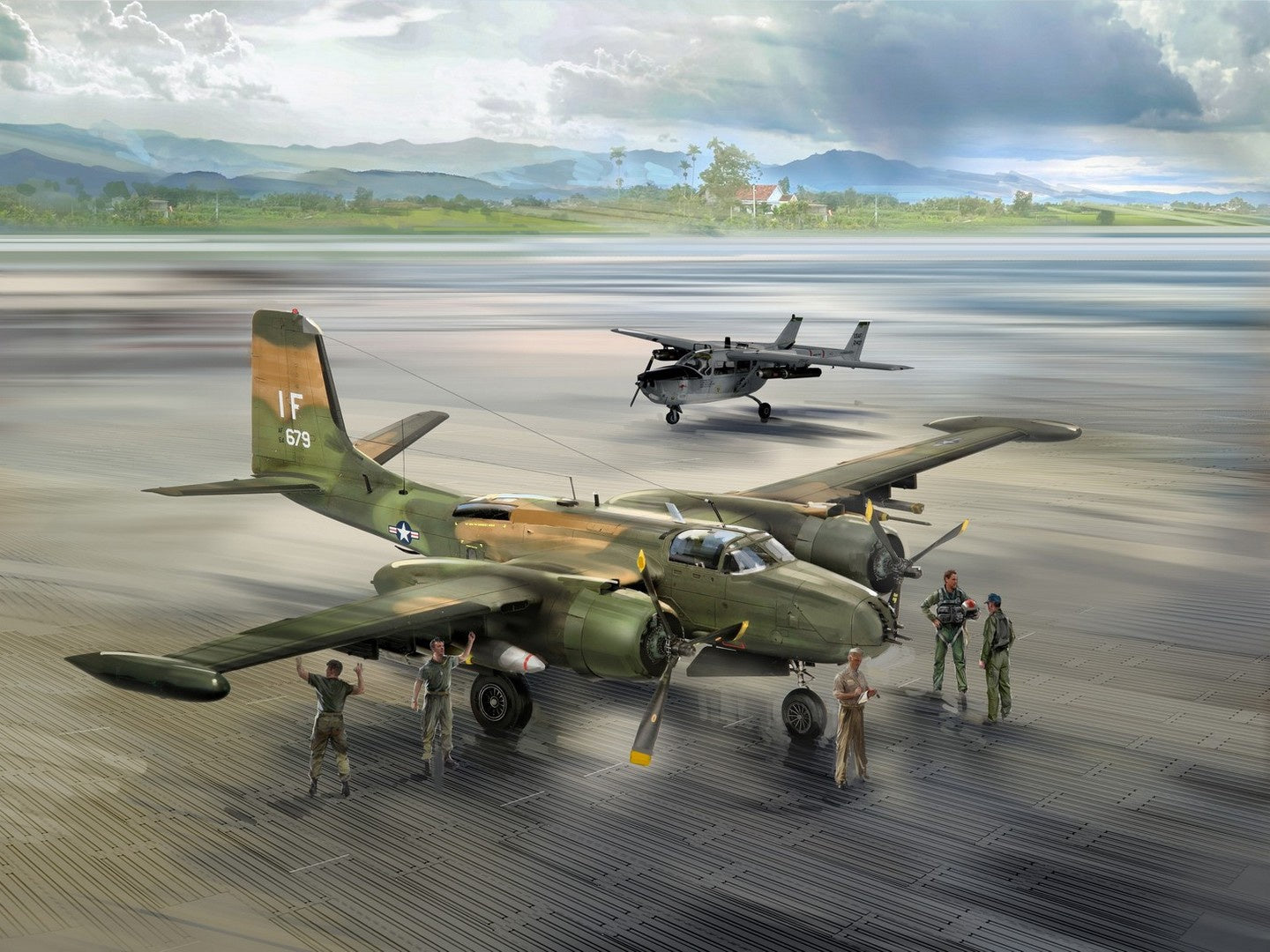 Nakhon Phanom Air Base Set (B-26K, O-2 Skymaster, Figures & Airfield Plates) ICMDS4804