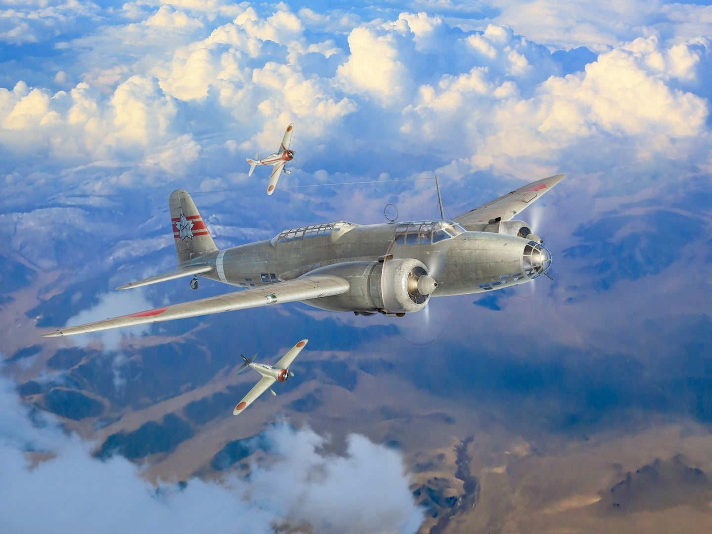 In The Skies of China, Ki-21-Ia, Two ??-27? (Set of 3 Planes) ICMDS7204