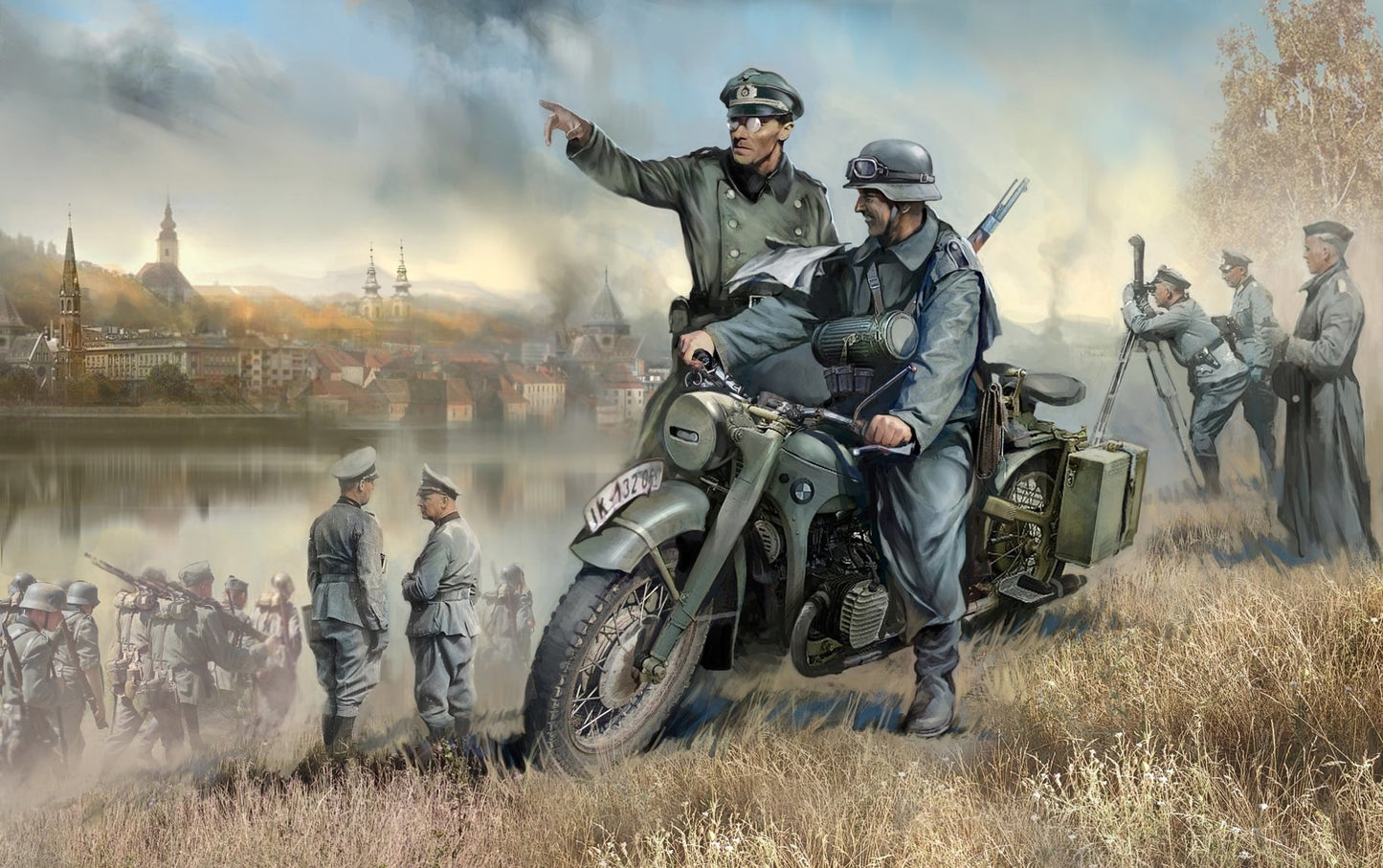 Zvezda German Ww2 R12 Motorcyle 2 Figures Z3632